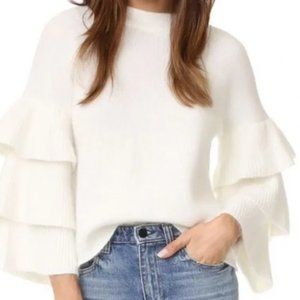 Endless Rose Ivory Angora Blend Tiered Sleeve Sweater